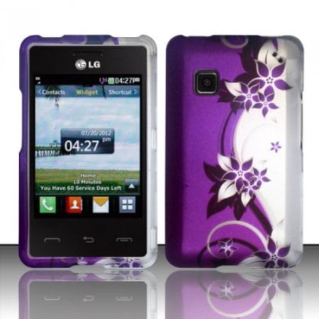 Design Rubberized Hard Case Cover for LG 840G - Purple Silver Vine
