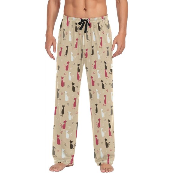 GZHJMY Cartoon Cat Men's Pajama Pants, Soft and Comfortable Lounge Sleep Bottoms with Pockets, Men's Sleepwear with Custom Print, Small