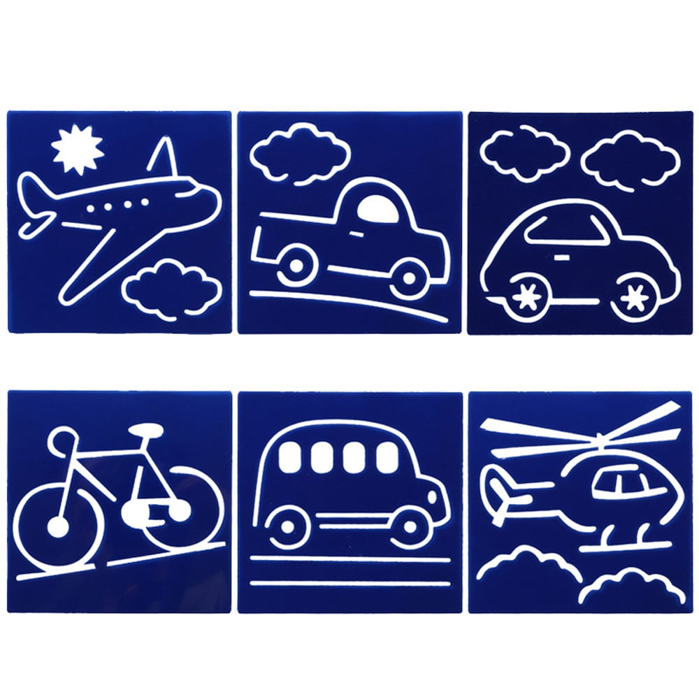 6pcs Plastic Picture Drawing Template Stencils Rulers Painting Kids Diy