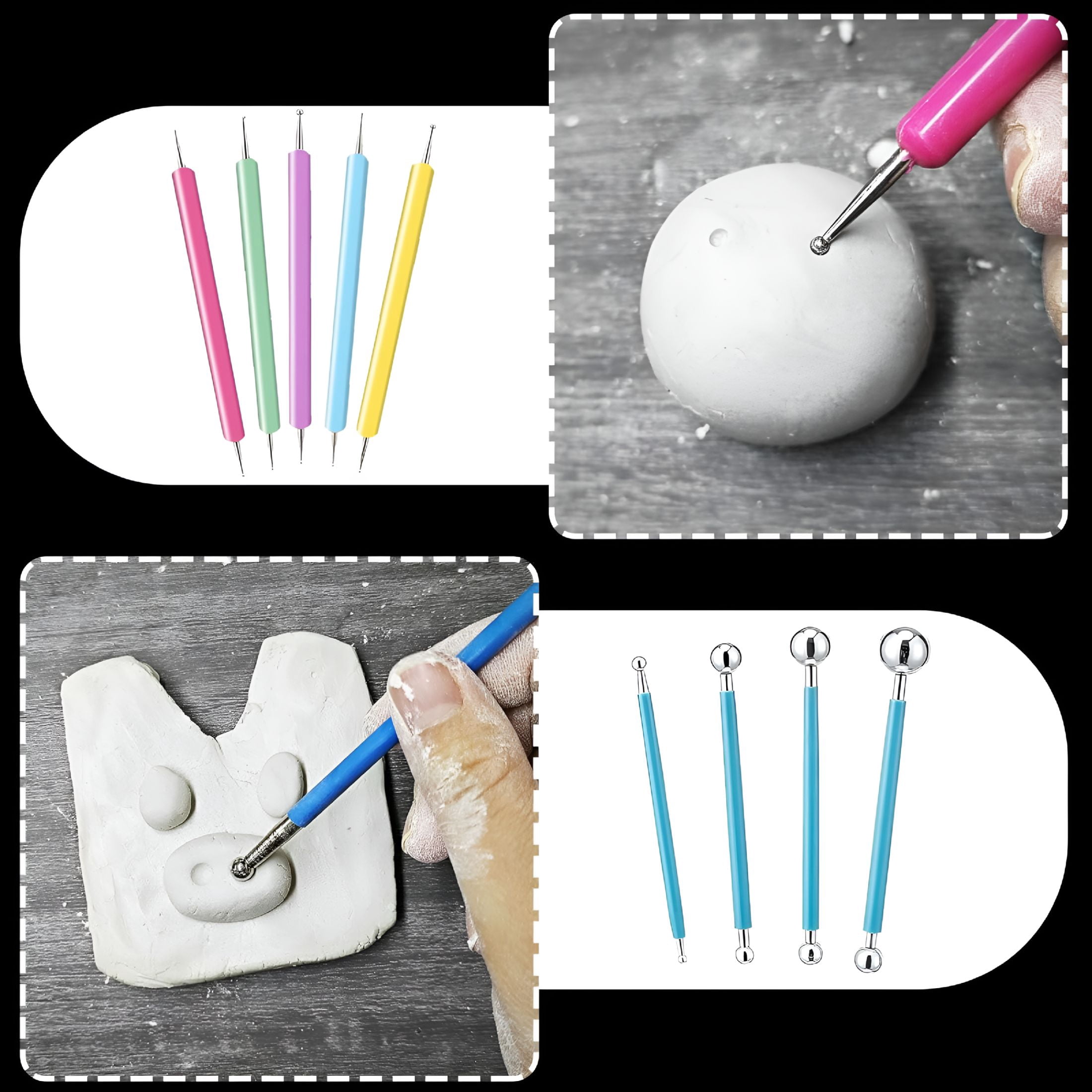 EXLEAF 100Ml Air Dry Clay Glaze and 29Pcs Clay Tools Kit,Gloss Clay Varnish Protects Clay From Surface Wear,Pottery Tools for Stippling,Carving,Molding,and Shaping Clay Crafts