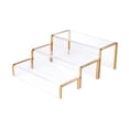 thumbnail image 2 of Juego de estantes de exhibición acrílico transparente Strade Fareast Limited Borde dorado 3 piezas, 2 of 8