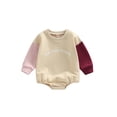 thumbnail image 1 of ZAXARRA Baby Girls Romper, Long Sleeve Crew Neck Letters Print Contrast Color Fall Bodysuit for Casual Daily, 1 of 9