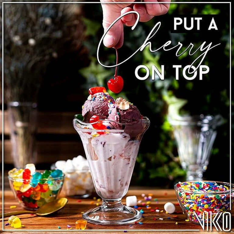 Vikko Ice Cream Glasses Oz Retro Milkshake Glasses for Floats