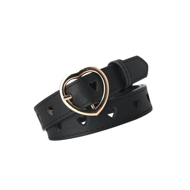 Ceinture en Cuir PU pour Femmes Ceinture de Mode Réglable pour Pantalon Robe de Soirée Noire