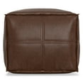 thumbnail image 3 of Simpli Home Brody 18 inch Wide Boho Square Pouf in Distressed Dark Brown Vegan Faux Leather, 3 of 6