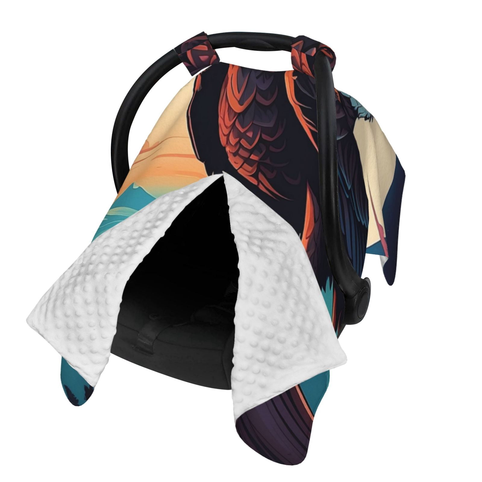 Naloa Cartoon Iceberg Bald Eagle Baby Car Seat Cover, Breathable Baby Carrier Cover, Multiuse Baby Carrier Cover & Nursing Breastfeeding Cover