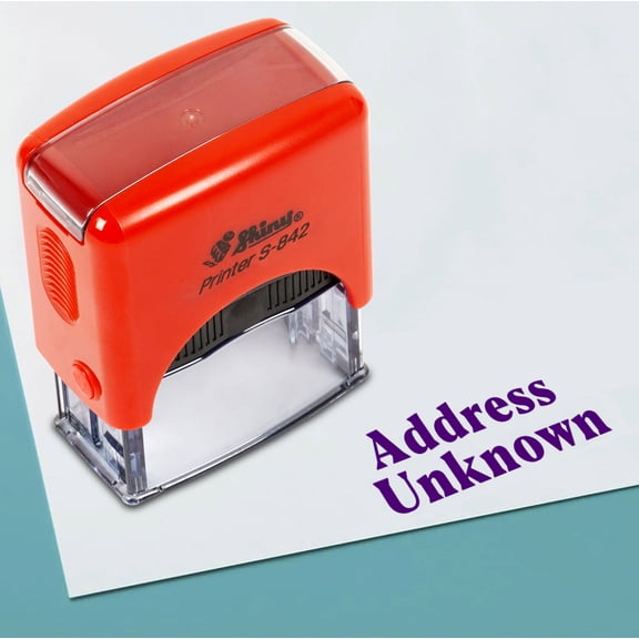 Printtoo Address Unknown Self Inking Rubber Stamp Pre,Inked Office Stamp, Home Office Business Stationery, 38 x 14 mm, Violet