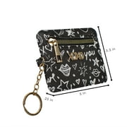 XOXO Women’s Mini Black Graffeti Print Saffiano Leather Key Card ID Coin Case Wallet