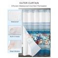 thumbnail image 2 of No Hook Shower Curtain with Snap in Liner,Watercolor Marine Life Starfish Waterproof Bath Curtain Double Layers with See Through Top Window,Blue Wood Grain Hotel Shower Curtains 72x72in, 2 of 9