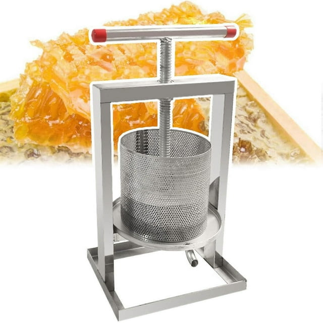 Fruit Honey Press, Complete Stainless Steel Honey Extractor, Beeswax Press for Squeezing Juice from Vegetables, Fruits, Nut Milk, 8L