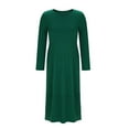 thumbnail image 3 of Long Sleeve Tunic Dress for Women Plus Size Fall Maxi Dresses Loose Casual Plain Long Dresses with Pocket Green, 2XL, 3 of 5