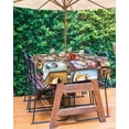 thumbnail image 3 of Hokiten Outdoor Tablecloths with Umbrella Hole & Zipper, Coffee Check Plaid Rectangle Tablecloth 52x70 Inch, Brown Watercolor Farmhouse Waterproof Table Cloth, Patio/Pool/Picnic Table Covers, 3 of 7