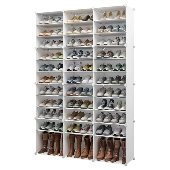 72-Pair Shoe Rack Organizer, Large Shoe Storage Cabinet for Closet, Bedroom - White (48x12x72in)