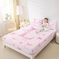 thumbnail image 3 of Erosebridal Letter Monogrammed L Pink Bow Queen Sheet Sets 4 Pieces,Floral Cherry Blossoms Bed Set,Luxury Bedroom Decor, 3 of 5