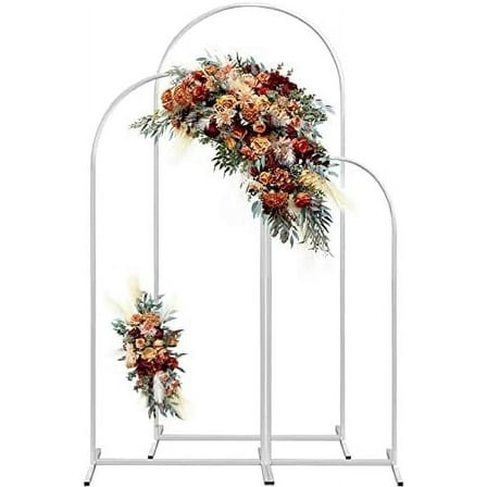 Metal Wedding Arch Backdrop Stand,3-Piece Arch Backdrop Stand for Wedding Ceremony Bridal Party Birthday Party Balloon Arch Decoration(White)