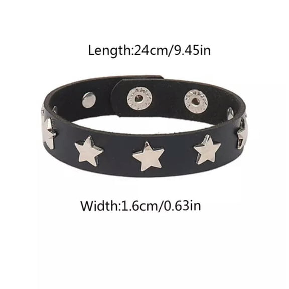 K-KED Punk Goth Biker Spike Studded Rivet Leather Wristband Bracelet for Men Women-XQ0419