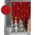 thumbnail image 4 of Christmas Winter Shower Curtain, 36" x 72", Snowflakes Pine Tree Simple Red Waterproof Bathroom Curtain Washable Shower Curtain Set with 12 Hooks, 4 of 6