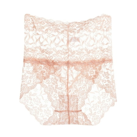 uublik No Show Panties for Women Seamless High Waist Breathable Briefs Soft Underpants Ladies Stretch Panties Lace Underwear for Women Beige