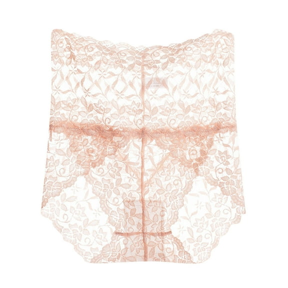 Clearance under 5 Women's Fashion Sexy Transparent Low Waist Pants Panties Thong Lace Beige 2XL