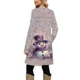 thumbnail image 3 of Women's Fashion Casual Dress with Pockets, Decorative Buttons, Christmas Prints, Round Neck and Long Sleeves for Practical Holiday Wear,Purple,2XL, 3 of 4