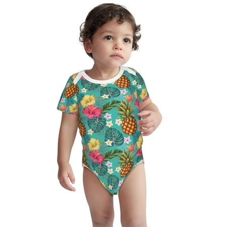 

Fotbe Pineapple Pattern Unisex-baby Short-sleeve Bodysuit Short Sleeve Bodysuits One-piece 100% Organic Cotton for Infant Baby Boys Unisex-3 Months