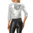 thumbnail image 3 of INSPIRE CHIC Women's Sequin Shrug 3/4 Sleeve Open Front Glitter Short Jackets XS Silver, 3 of 6