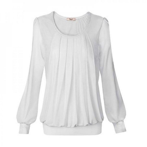 WHOLESALE PRICE!!Women's T-shirt Pleated Double Layer Puff Sleeve Banded  Bottom Blouse Shirt Tops Front Fitted Blouse Tops - Walmart.com