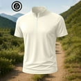 thumbnail image 5 of Men's Workout T-shirts Short Sleeve Stand Collar 1/4 Zip Pullover Quick Dry Fitness Tops Sports Muscle Tee Tshirts (2XL, Beige), 5 of 5