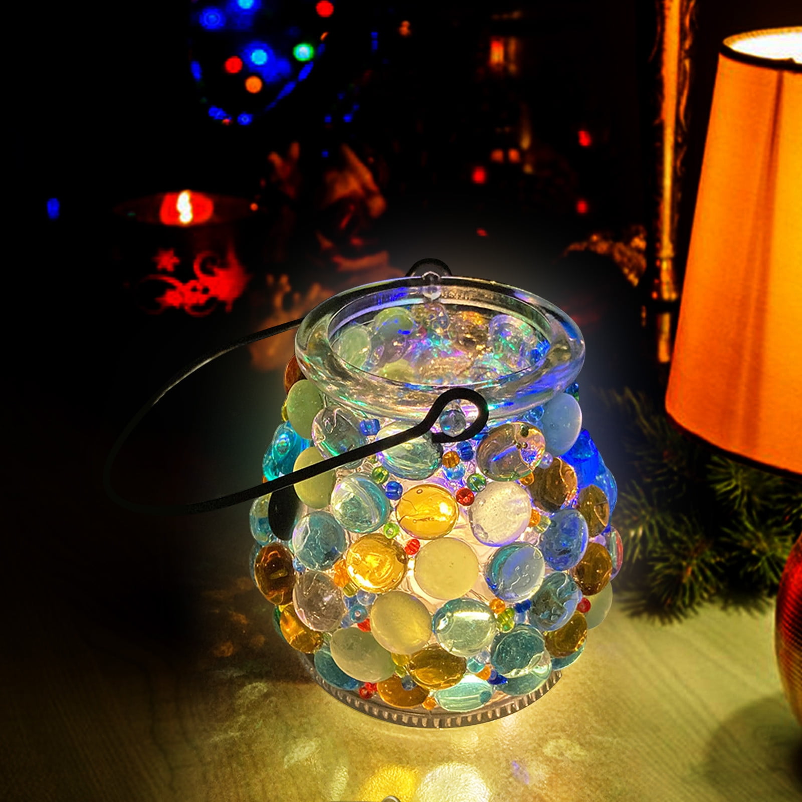 D Diy Glass Candlestick Craft Kit Mosaic Art Project For Home Decor With Led Light And Accessories