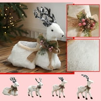 11.8Inch White Christmas Reindeer Figurine Decor Statue, Santa Deer Christmas Table Decorations, for White Christmas Decorations, Centerpiece Table Decorations or Fireplace Decorations