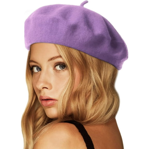 Wool Beret Hat,Solid Color French Style Winter Warm Cap for Women Girls Lady 1Pack