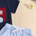 thumbnail image 4 of NIEWTR Toddler Baby Boy Clothes Summer Outfits Embroidery Smocked Short Sleeve Shirt T-Shirt + Elastic Waist Shorts 1T 2T 3T 4T(Blue,12-18 Months), 4 of 6