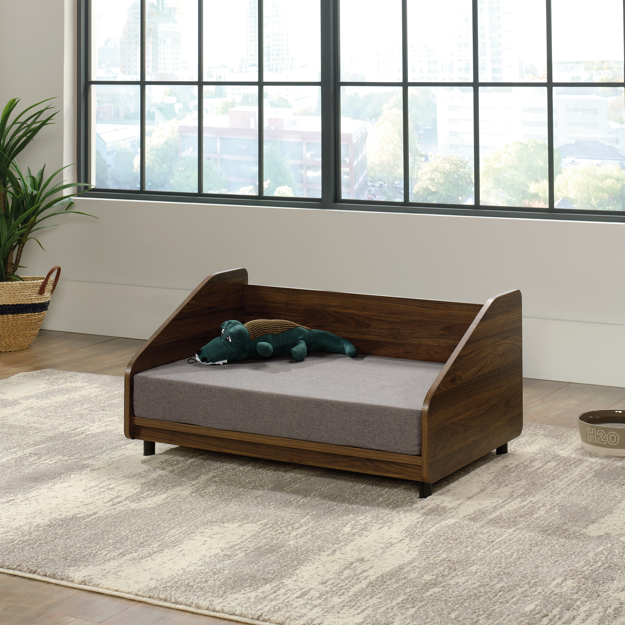 Sauder Pet Furniture Small Dog Bed, Noble Walnut Finish