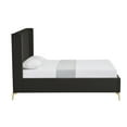 thumbnail image 3 of Montrell Upholstered Velvet King Size Wingback Platform Bed, Black, 3 of 7