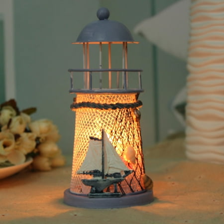 - Vintage Lighthouse Candle Holder Mediterranean Style Candlestick Iron House Christmas Ornaments Home Decor (Random Pattern)