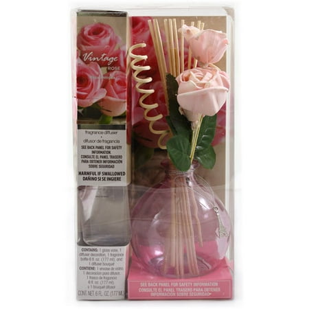 Fragranced Reed Diffuser with Decorative Reeds, 6 oz Vintage Rose (Best Carrier Oil For Reed Diffuser)