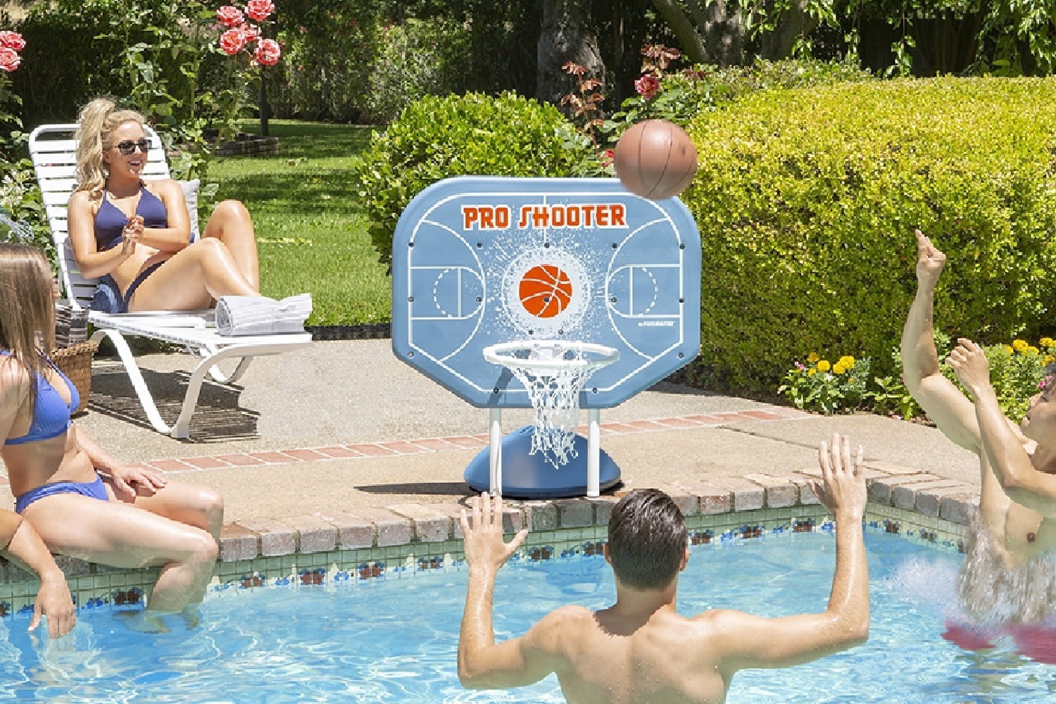 Poolmaster Pro Shooter - Poolside Basketball Game With Game Ball for Swimming Pools