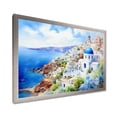 thumbnail image 2 of Designart "Vibrant Santorini Village Blue and White III" Landscapes Framed Wall Art Decor - Country Blue Greece Entryway Framed Wall Art Print, 2 of 6