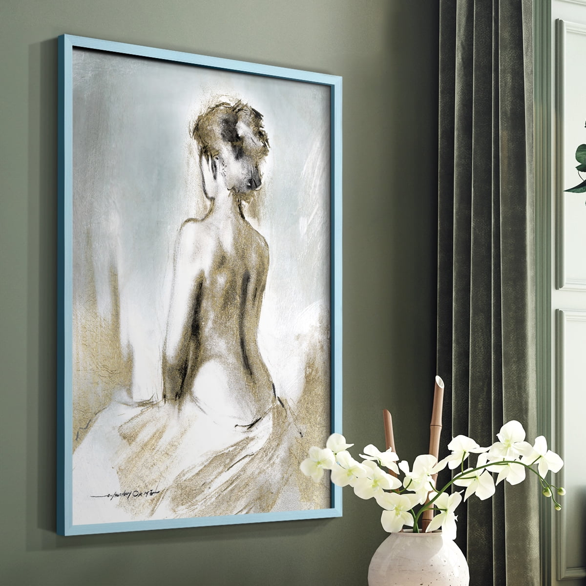 Figure in Golden Light II in Paper Solid Wood 11 x 14 Framed Print