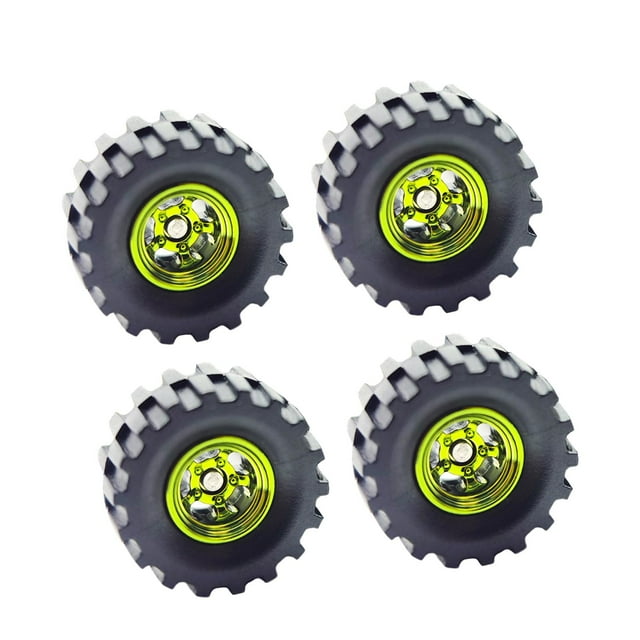 4 piezas 1/64 Modelo de ruedas para automóviles de automóvil modificados para 1:64 vehículos fundidos fáciles de instalar verde