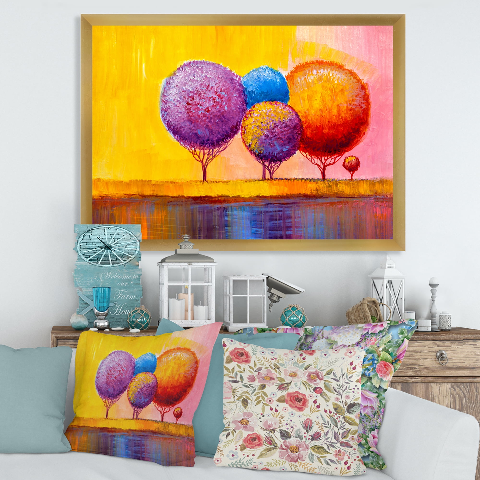 Designart 'Autumn Colorful Fantasy Trees I' Modern Framed Art Print