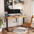 thumbnail image 2 of FEZIBO Dual Motor Electric Standing Desk with Splice Tabletop, Rubberwood Finish,55", 2 of 7