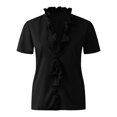 thumbnail image 3 of Blusas De Verano Camiseta suelta para mujer con volantes simples, camisas para mujer, blusas para mujer (negro XL) Ygjytge para Mujer Negro T S, 3 of 8