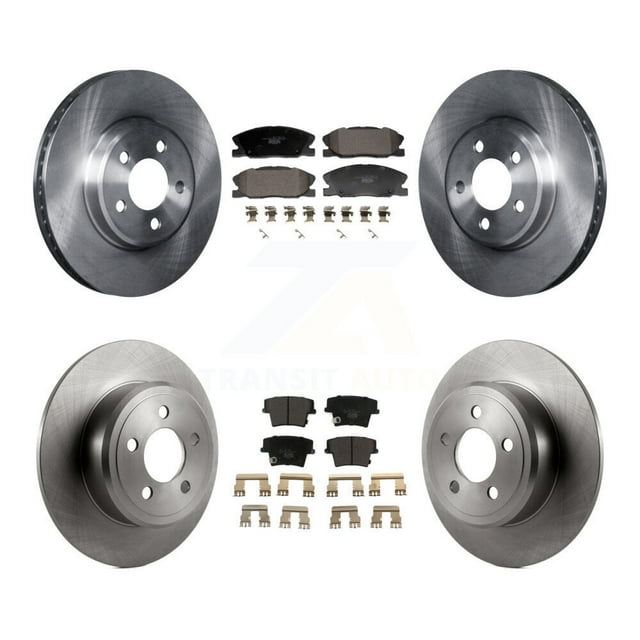 Transit Auto Front Rear Disc Brake Rotors and Ceramic Pads Kit for Car 2014 Dodge Charger RWD with 3.6L with 370mm Diameter Rotor K8T-104432