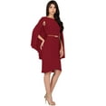 thumbnail image 4 of KOH KOH Long Cape Batwing Cloak Dolman Sleeve Knee Length Fall Winter Work Tunic Dressy Formal Wedding Guest Party Funeral Mini Midi Dress For Women Crimson Dark Red XX-Large US 18-20 NT115, 4 of 6