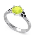 thumbnail image 2 of Diamond-Capitals 2.15 Carat New Round Cut Peridot & Black Onyx Gemstone Engagement Ring for Fiancee 18K White Gold Size 4, 2 of 7