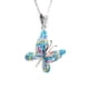 thumbnail image 3 of Juego de aretes y cadena con dije mariposa ZVEZDA plata mexicana ley .925 Azul cielo, 3 of 5