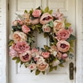 thumbnail image 5 of Japceit Vintage Peony Spring Wreath, Artificial Flower Wreath with Retro Charm for Doorway, Decorative Wreath for Home, Garden, and Seasonal Display, 5 of 6