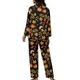 thumbnail image 2 of Renewold Maple Leaves Button Pajamas for Women Set Size 4XL Durable Crewneck Sleep Wear Pullover Tops 2 Pieces Leisure Fall Nighwear Thanksgiving Long Sleeve Top & Pants, 2 of 6