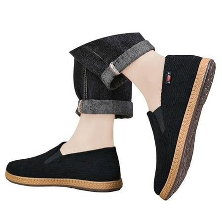 Mepaouo Mens Slip-on Canvas Loafers Casual Boat Shoes Lightweight Work Walking Flats Shoes